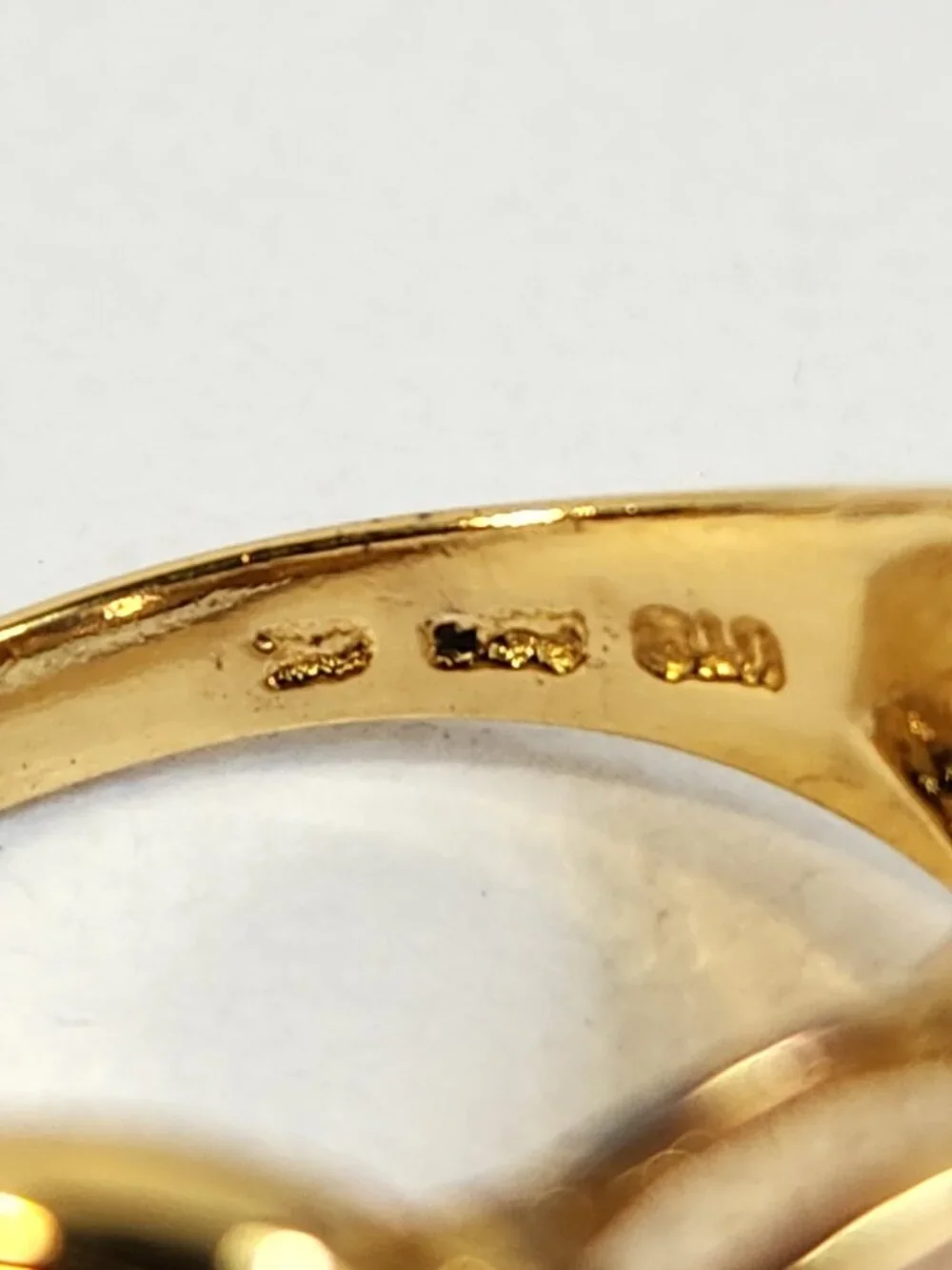 VTG Signed Pink Gold Vermeil 18K/925 Ribbed Cocktail Ring Sz7 - Picture 10 of 10